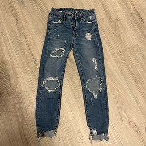 American Eagle jeans. size 2 regular. color blue. worn several times.
